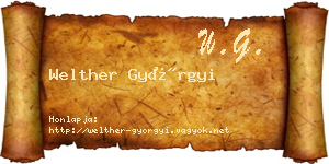 Welther Györgyi névjegykártya